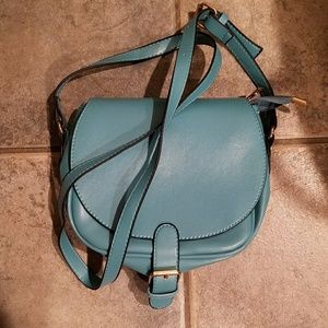 Blue Leather Crossbody Purse